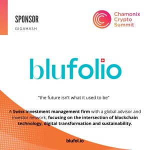 blufolio official sponsor the Chamonix CryptoSummit Dec, 3rd 2021
