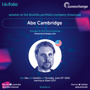 blufolio portfolio company showcase, introducing confirmed 🤩 speaker from Sunexchange